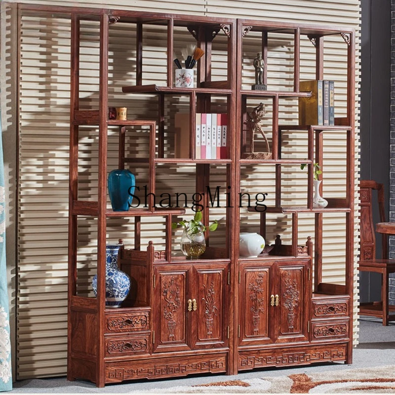 

FG new Chinese style rosewood solid wood hedgehog red sandalwood partition Duobao Pavilion small antique rack entrance cabinet
