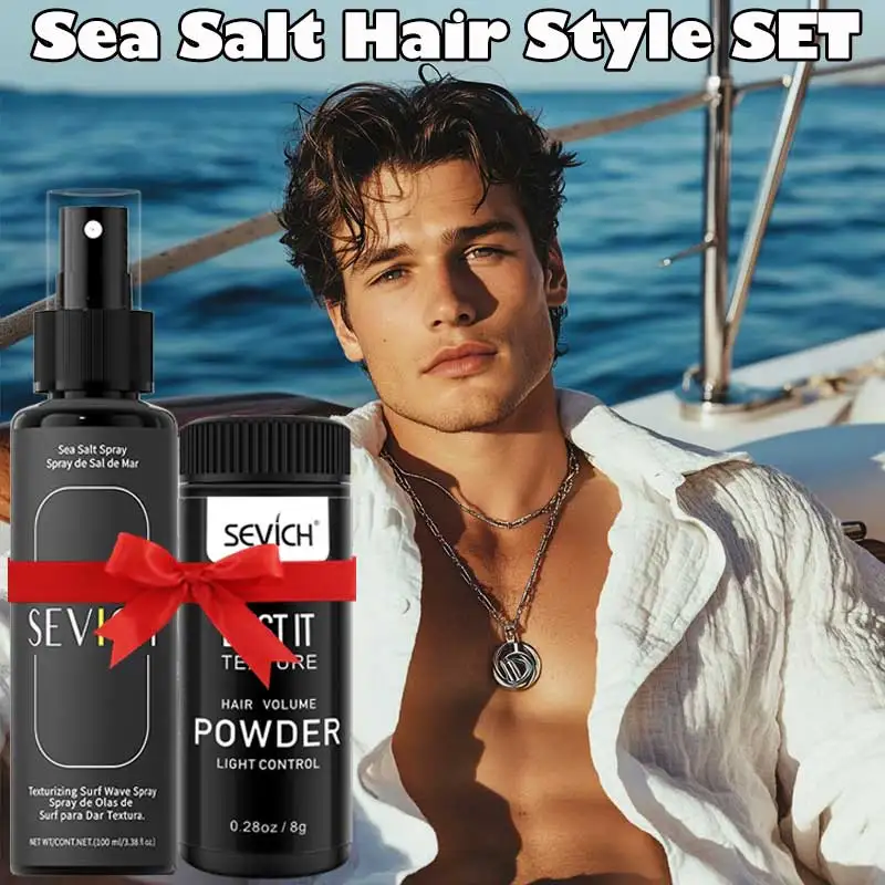 

Easy Mist Sea Salt Hair Styling Spray Long Lasting Hair Fluffy Volumizing Hair Powder Beach Hair Styling Set For Men And Women