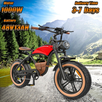 Hidoes HD-B10 Electric Bike 1000W motor 48V13AH battery retro adult all-terrain mountain off-road Ebike 20*4 inch fat tire Ebike
