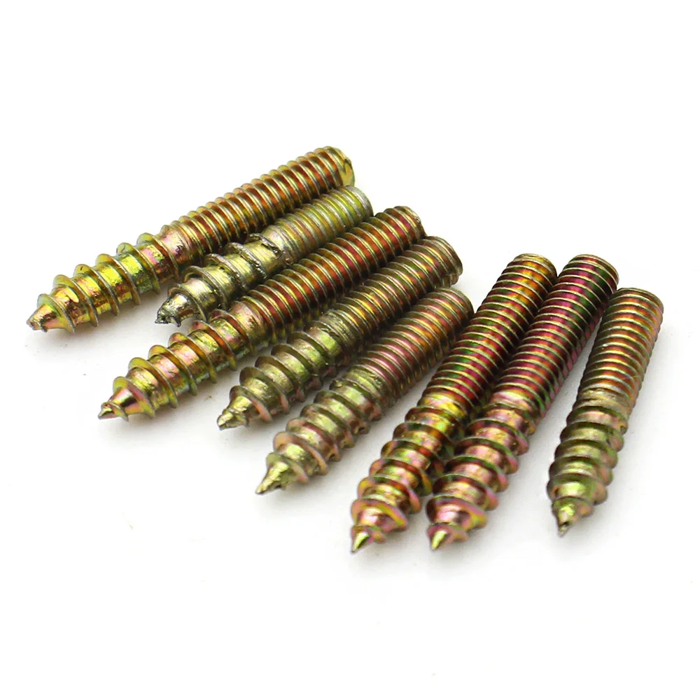 20-2PCS M4 M5 M6 M8 M10 Zinc-Plated Self-Tapping Screws Double-Ended Sharp Tip Furniture Connectors Extended Woodworking Screws