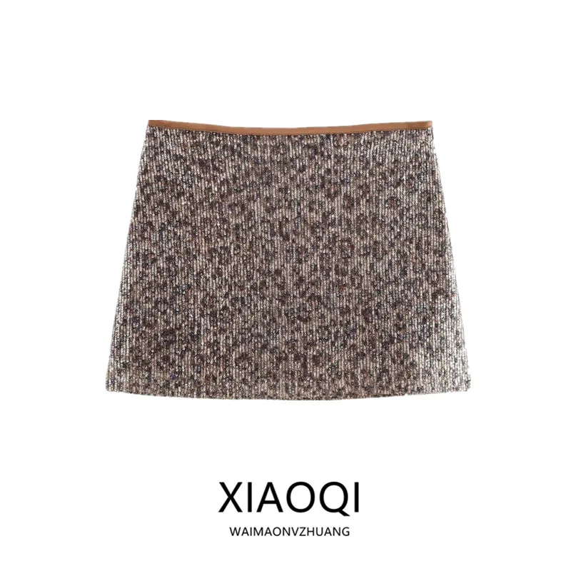 iny Bead Embellied High Waist  Skirt Versatile Women's Faion Autumn New Arrival 392029 Ele Partial Skirt