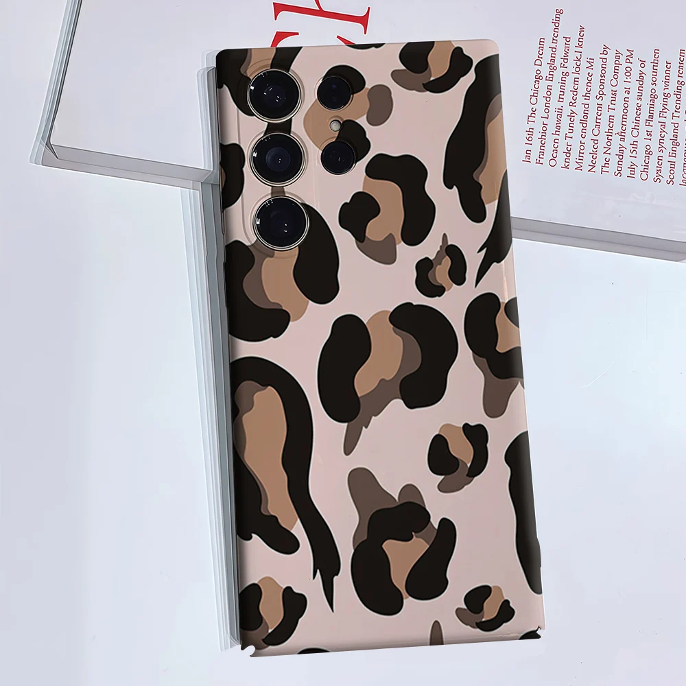 Neutral Leopard Phone Case for Samsung Galaxy S26 S25 S24 S23 Ultra Plus Luxury Double-layer anti-fall Back Cover