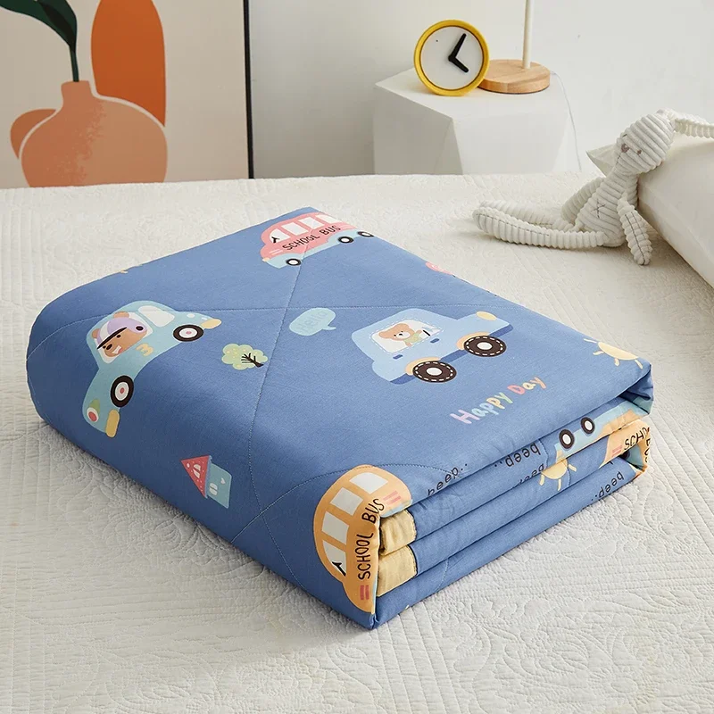 

Cartoon Car Pattern Quilt Cotton Skin Friendly Thin Comforter Home Bedroom Soft Comfortable Multi-purpose Nap Thin Blanket