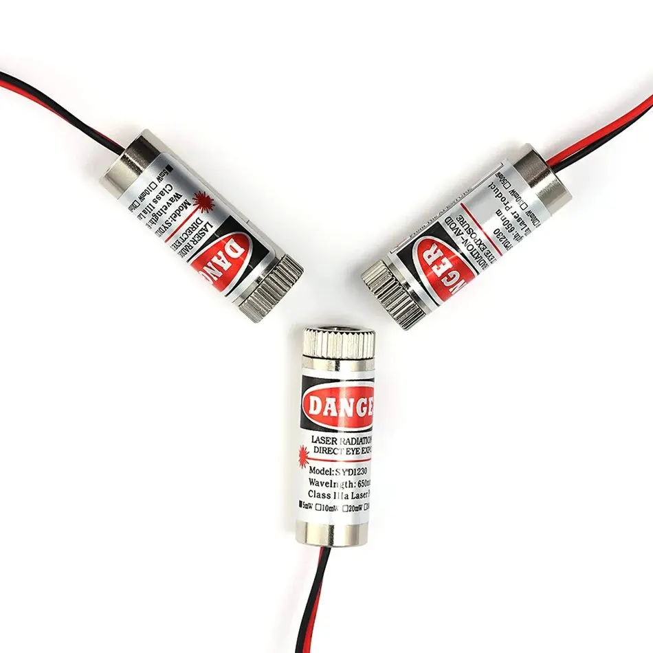 3pcs Dot/Line/Cross Laser 650Nm Focusable Focus Adjustable Lens Laser Red Dot Diode Module 3-5V with Driver Plastic Lens