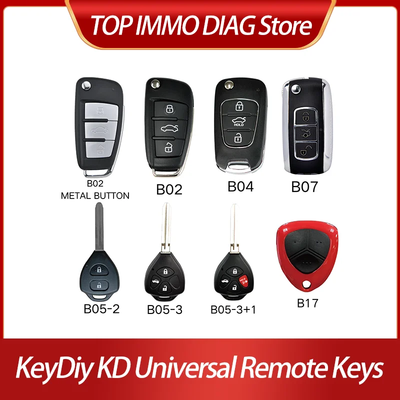 

10 шт. KeyDiy KD Универсальный пульт B02 с металлической кнопкой B02 B04 B05-2 B05-3 B05-3 + 1 B07 B17 работает с KD900/KD MINI/KD X2/KD X4