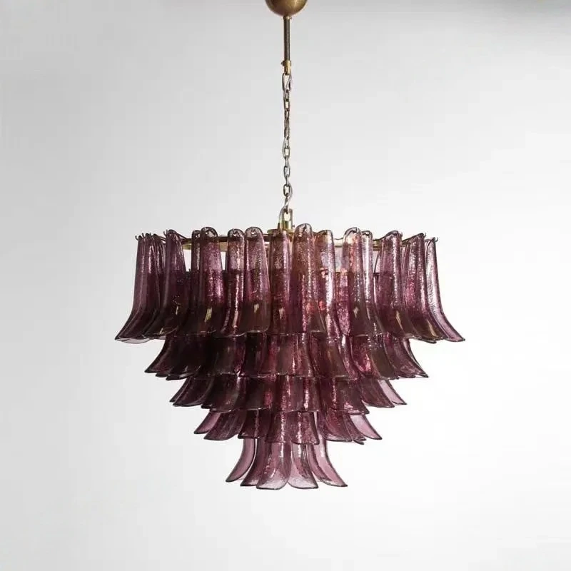 Luxury Brass Branch Chandelier Murano Horseshoe Glass Shade Lustre Dimmable Pendant Lamp For Hotel Fixture For Ceilings
