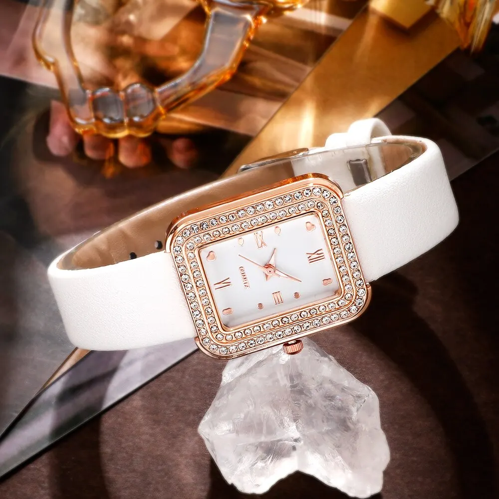 Women Fashion Quartz Watch Female Clock Square Dial Luxury Brand Design Women Watches Simple Ladies Wrist Watch Jewelry Set