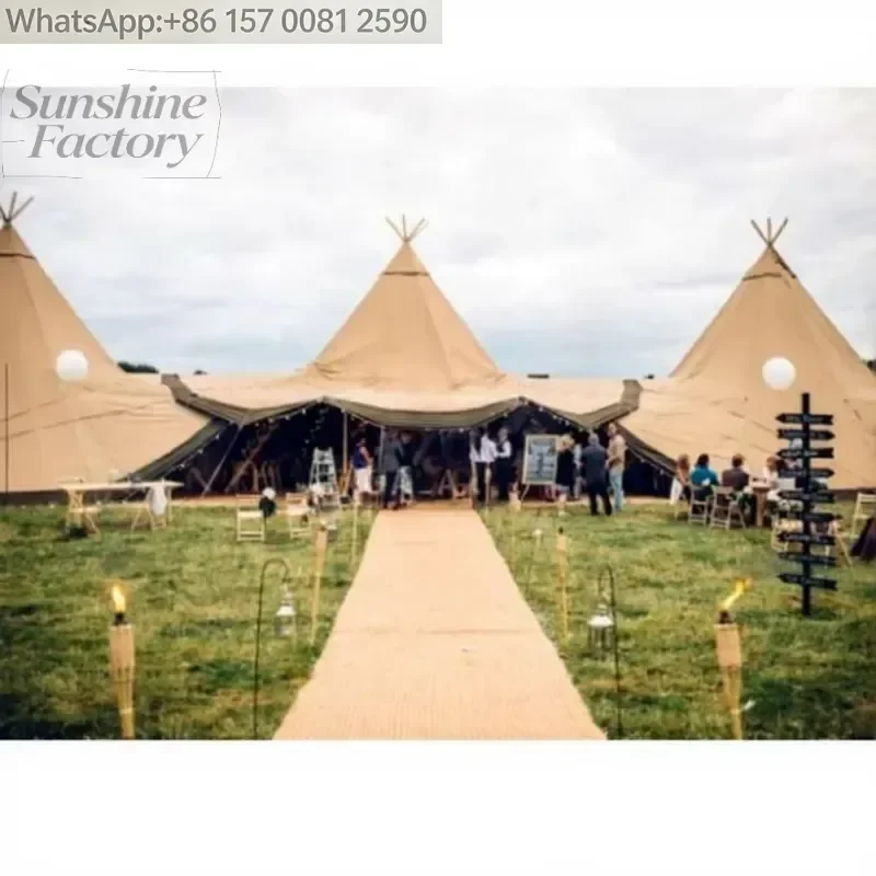 Customized Outdoor Rest Event Tipi Tent Large Event Wedding Conical Row Indian Tipi Tent 100 People