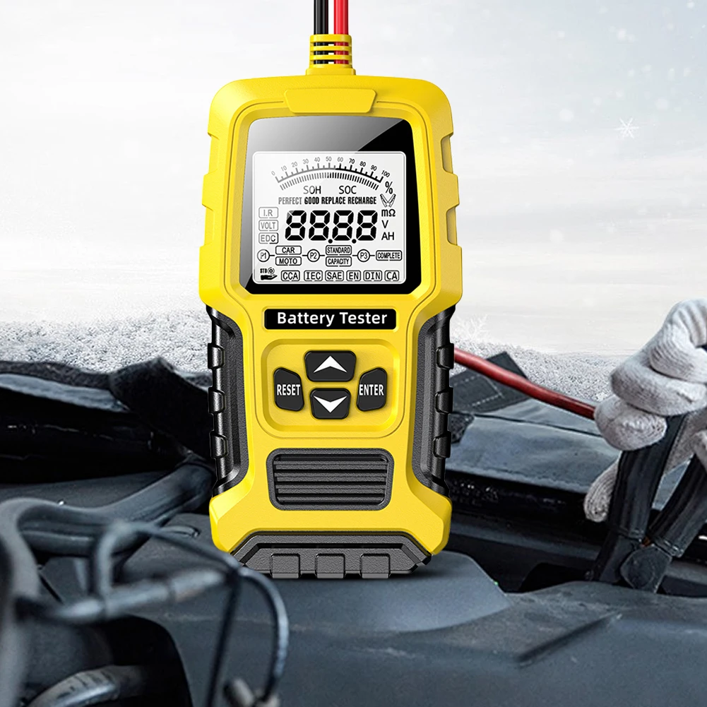 

Car Battery Tester LCD Display Battery System Analyzer SOH SOC CCA IR Measurement Auto Battery Analyzer for Car Truck Boat SUV