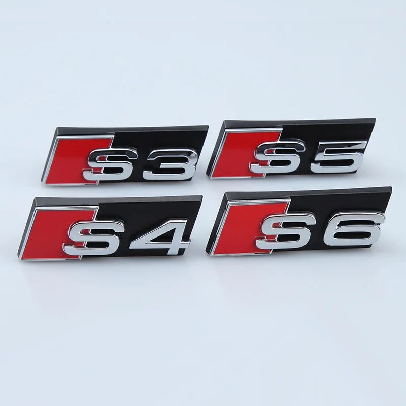 3D ABS Chrome Black Logo S3 S4 S5 S6 S7 S8 Emblem Car Front Grille Badge For Audi S3 S4 S5 S6 S7 S8 Accessories