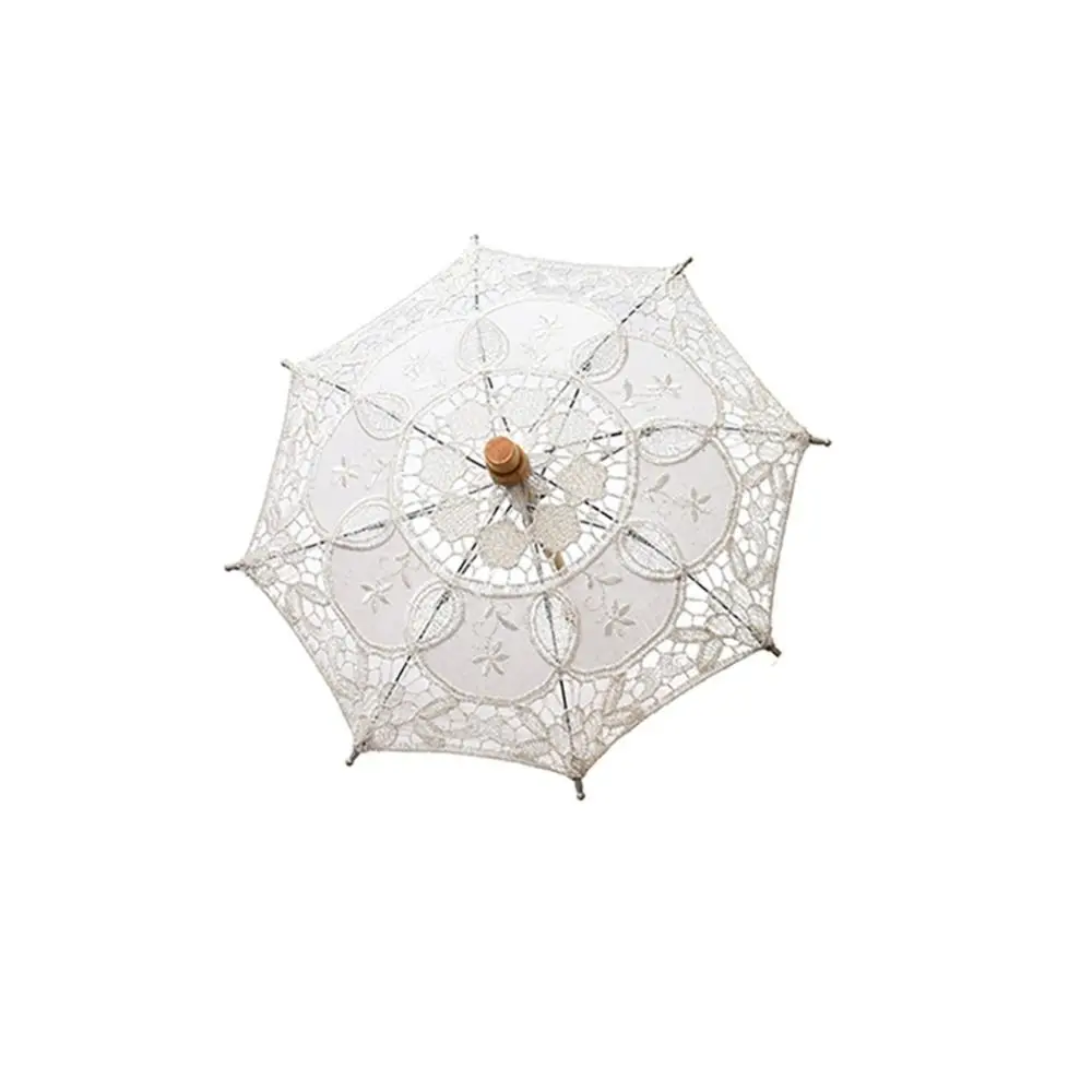 

Новый кружевной зонтик длиной 26/43 см, женский зонтик с цветочной вышивкой для девочек, винтажный хлопковый кружевной зонт от солнца