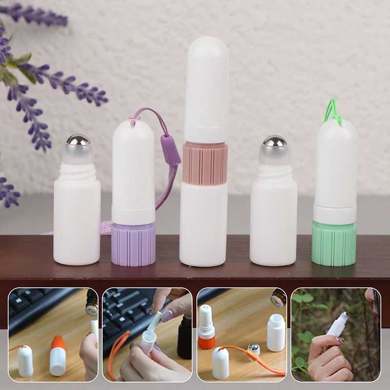 2-in-1 Blank Nasal Inhaler Sticks with Lanyard Essential Oil Aroma Diffuser Empty Aromatherapy Inhalers Tubes for Personal Use