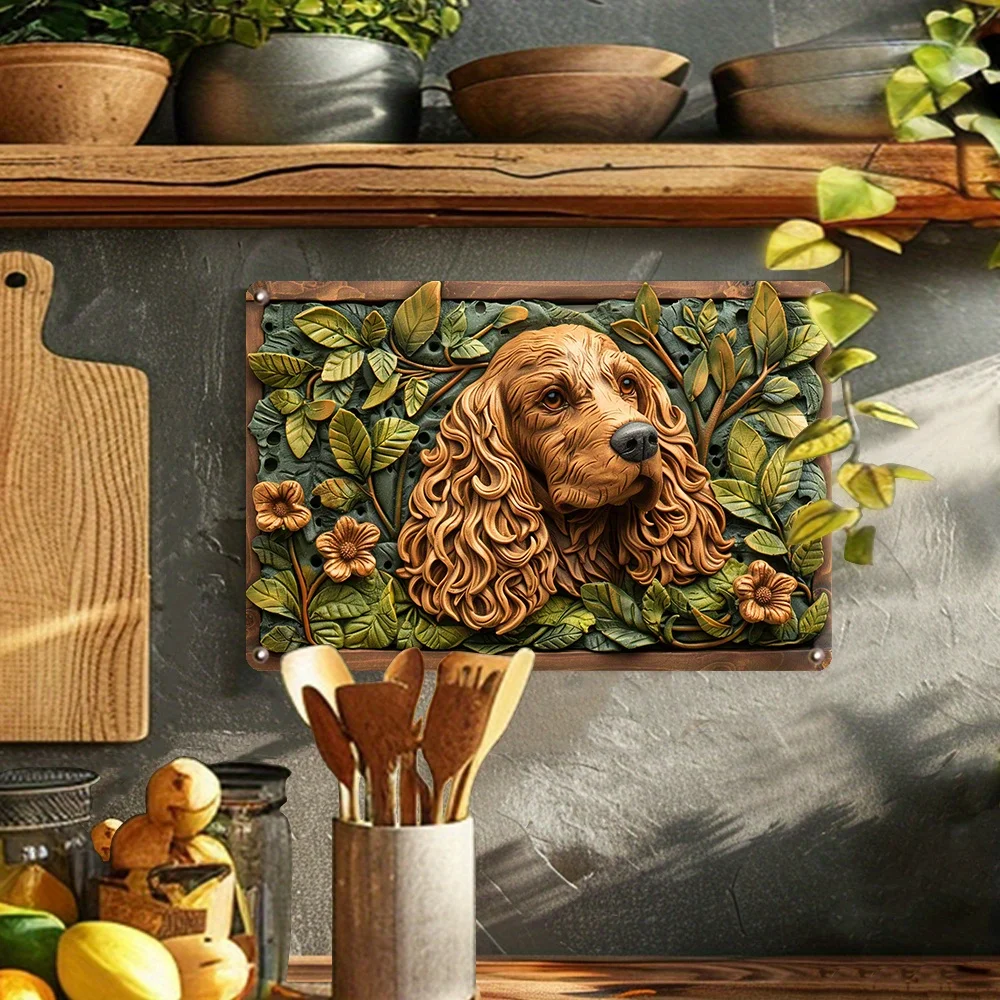 English Cocker Spaniel Sign Wall Art, Vintage Decor for Home, Garden, Studio - Autumn Winter Design, Ideal Gift for Dog Lovers