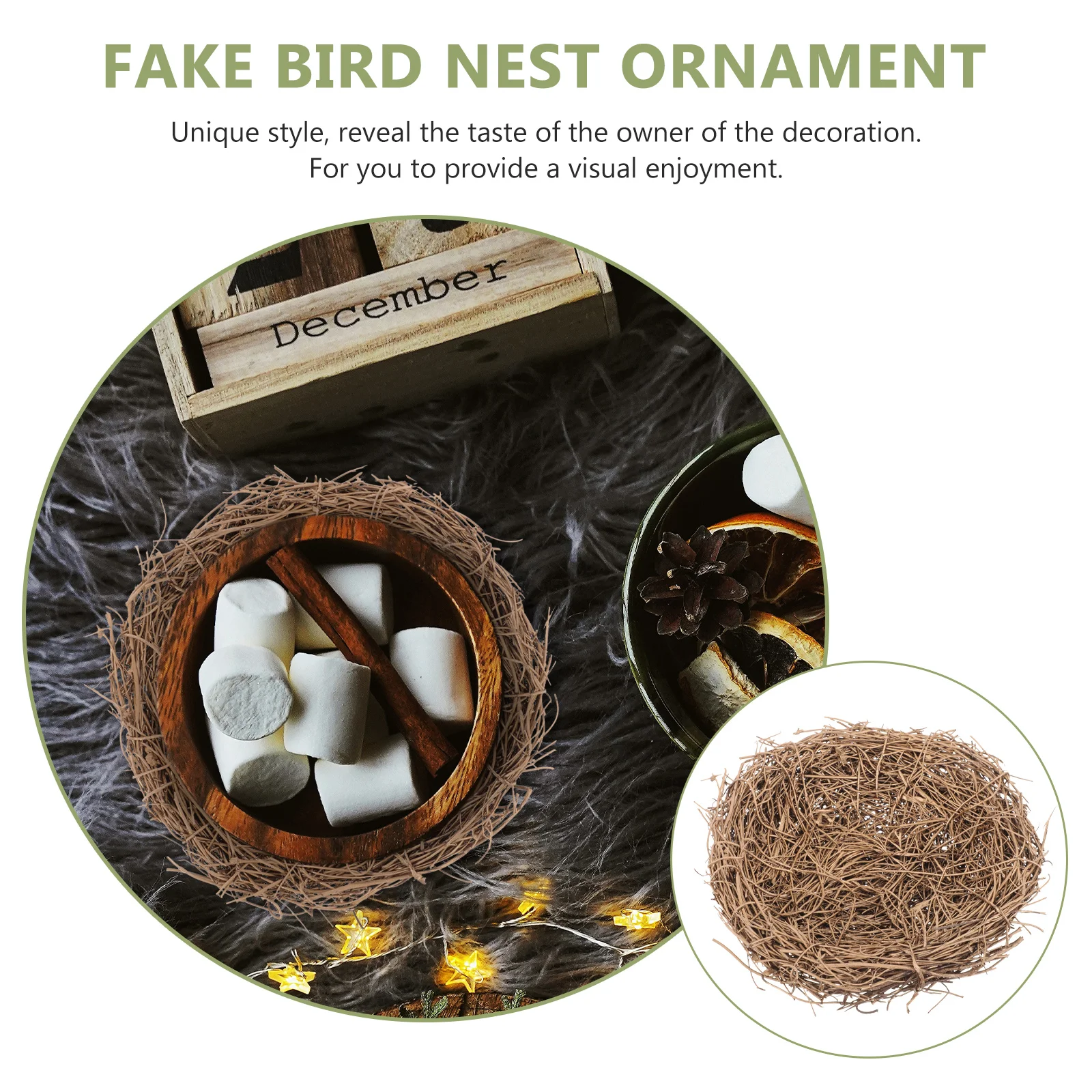 

1pcs Rattan Bird Nest Spring Decorative Nests Photo Props Craft Supplies Home Party Decor Golden Nesting Materials Ornament