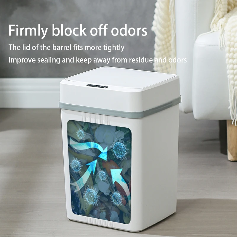 سلة قمامة ذكية مقاومة للماء سعة 18 لترًا مع مستشعر تلقائي، للمطبخ/الحمام/الداخلي