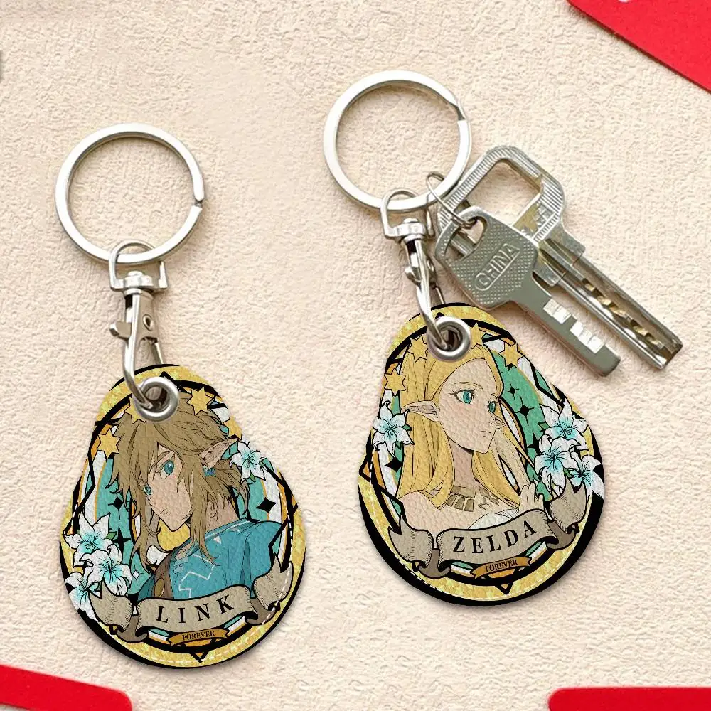 

Video Game Legend Z-Zeldas Women Mini PU Leather Case Keychain Access Card Bag Key Tag Ring Mini Badge Key Ring Door Lock Tags
