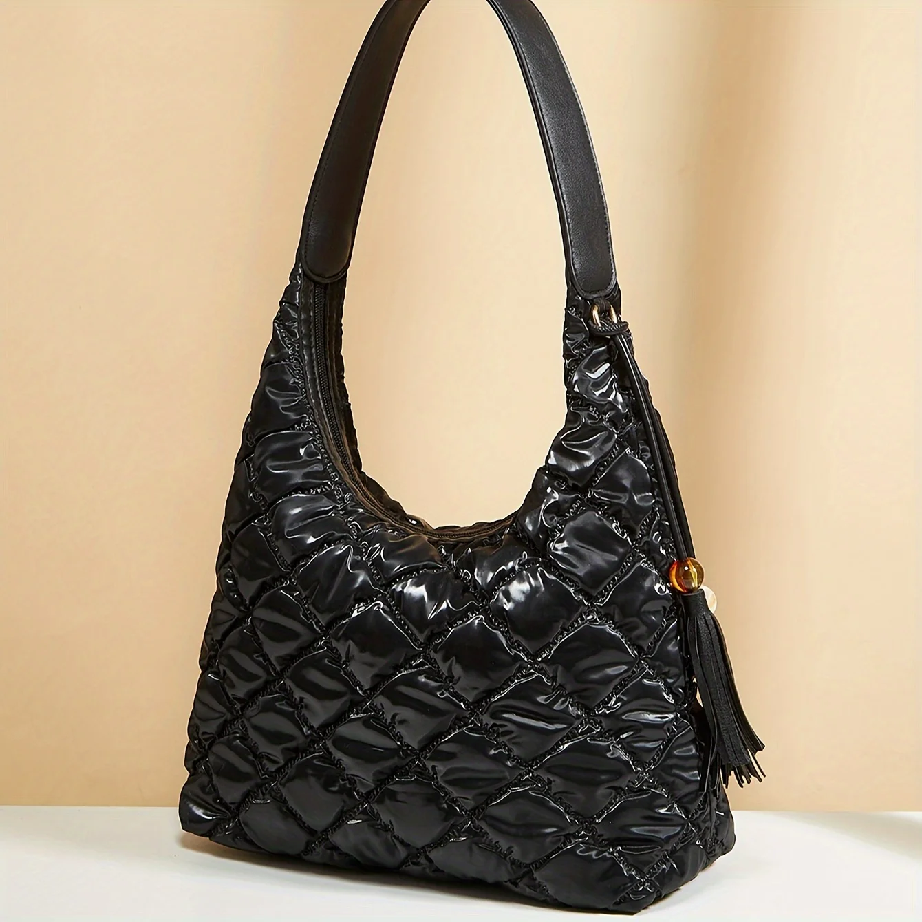 Vintage große Kapazität karierte Schulter-Damentasche 2024 Herbst/Winter neue Freizeithandtasche Pendler-Einkaufstasche