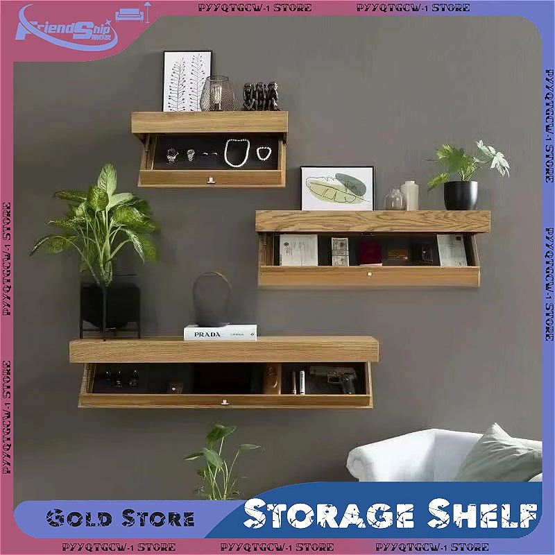 Hidden Storage Shelf with Secret Compartment Wall-mounted Furniture Storage Multi-function Wooden Shelf Box Home Decoration