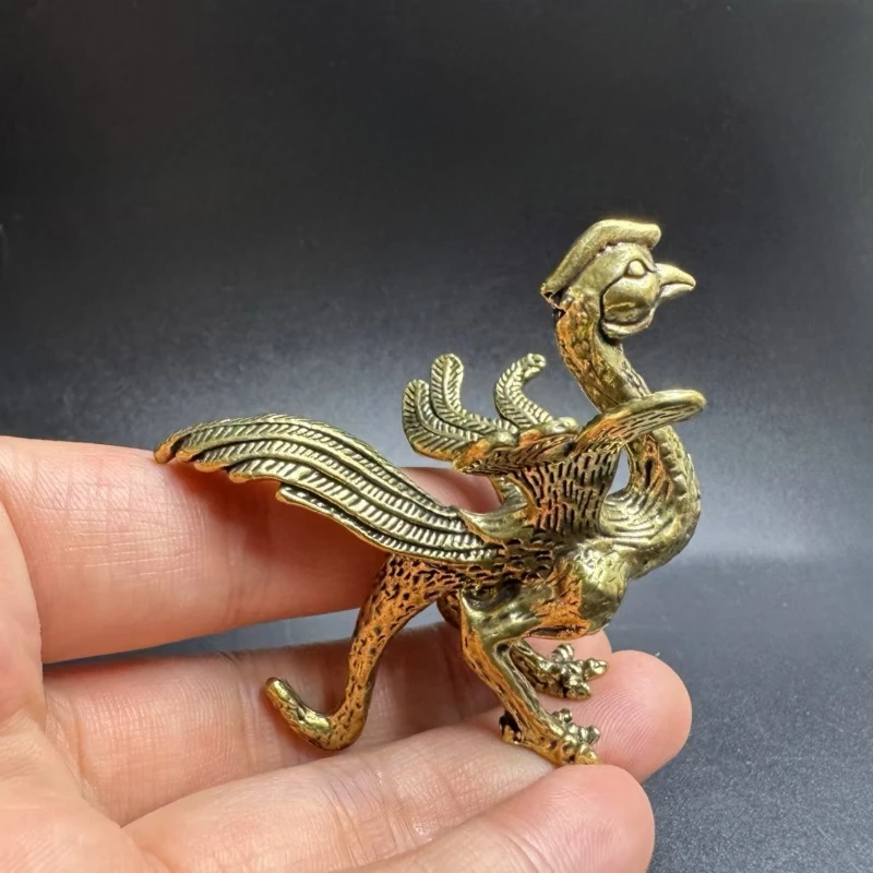 

Little Fairy/ Retro Brass Vermilion Bird Tea Pet Desktop Ornament Creative Metal Animal Sculpture Living Room Home Decoration