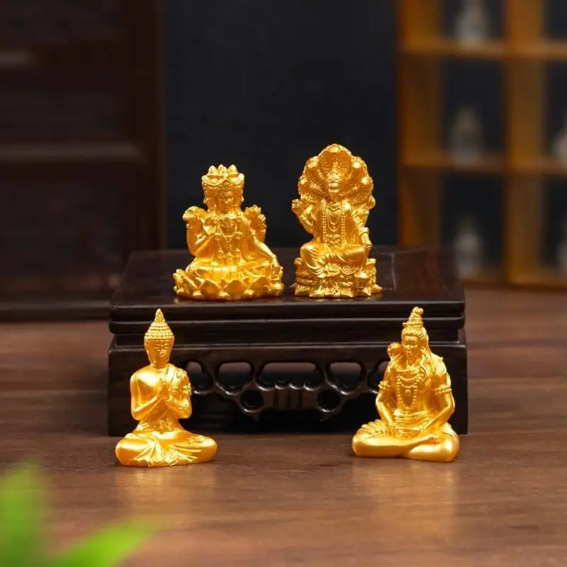 30Pcs Mini Gold Buddhas Statues Bulk Small Resin Sakyamuni Figurines Tiny Figures Ornament Home Office Decoration B03E