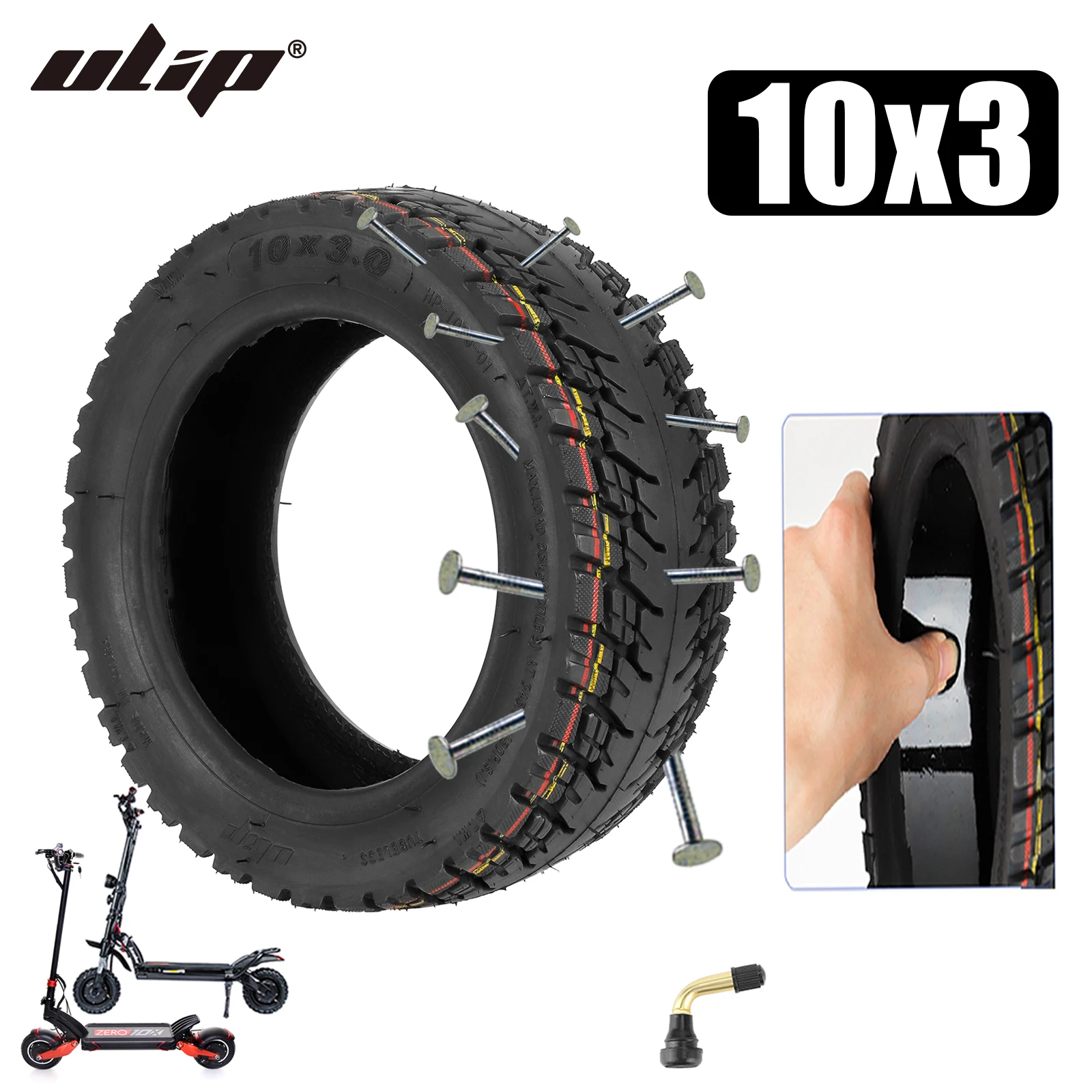 

10x3 Off-Road Self-healing Tire 255x80 (80/65-6) Built-in Self-repair Glue Tubeless Tyre For Zero 10x/Kaabo/Kugoo M4 Pro Scooter