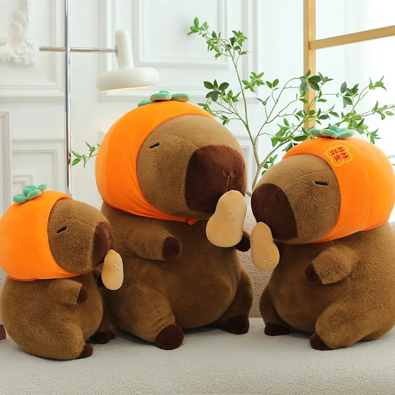 귀여운 카피바라 봉제 인형 귀여운 감 디자인 봉제 인형 어린이 생일 선물 봉제 베개 부드러운 동물 인형 도매