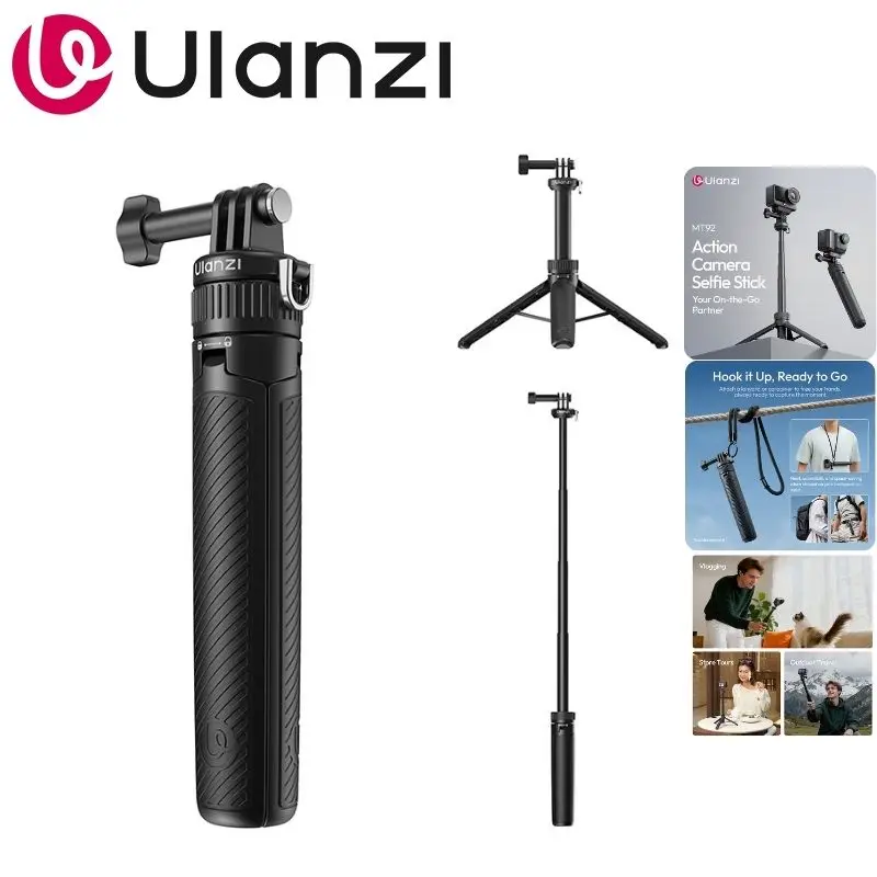 

Штатив-селфи-палка Ulanzi MT92 2-в-1 для экшн-камер GoPro, Insta360, DJI — для съемки в магазинах, путешествий, на природе и влогов
