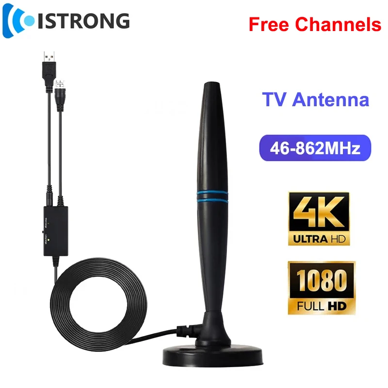 

4K 1080P Indoor Digital TV Antenna UHF/VHF HDTV Signal Amplifier for DVB-T2/DMB-T/ISDB-T/ATSC Satellite TV Receiver 174-862MHz