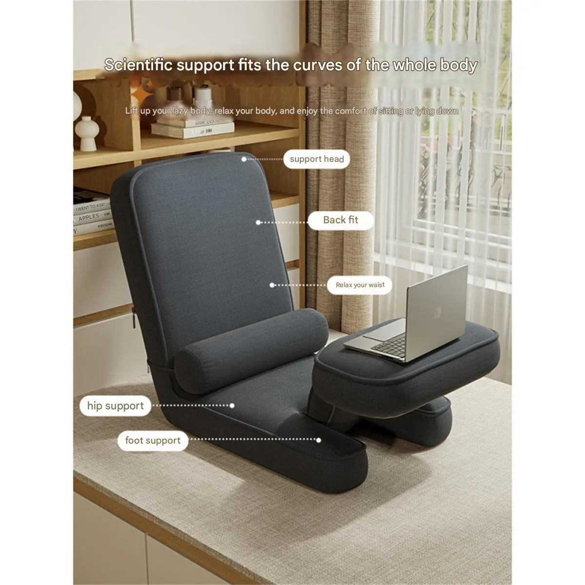 Multifunctional lazy sofa tatami ergonomic folding chair bedroom balcony relax tired back chair super comfortable
