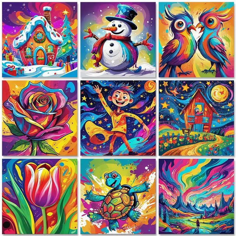 

GATYZTORY DIY Paint By Numbers Kit Colorful Image Hand Painted Drawing Coloring By Numbers Unique Gift For Children 20x20cm