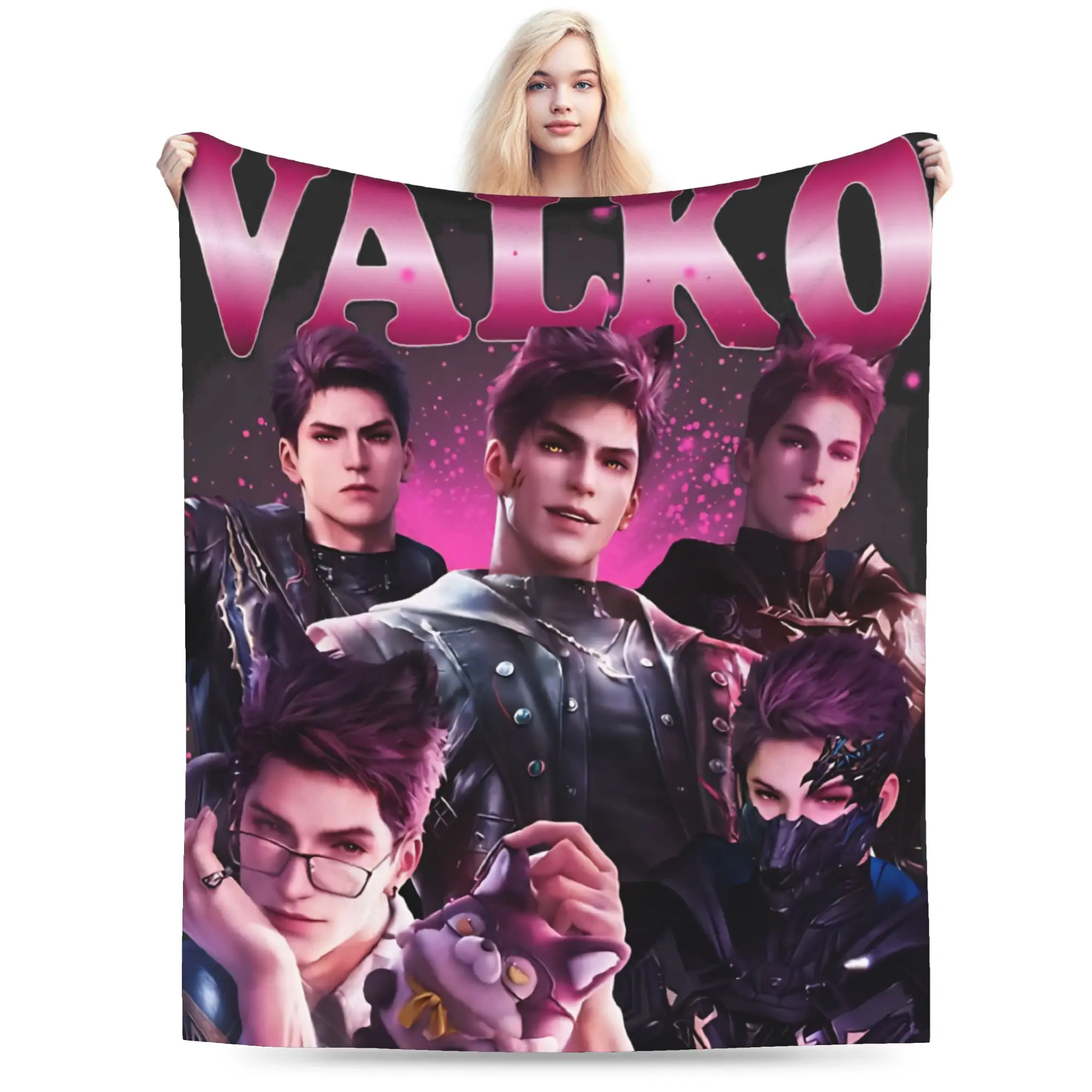 Game V-Valko L-Love and Deepspace Blankets Winter  Warm Cozy Throw Blanket For Girl Bedroom Flannel Bedspread Bed Cover