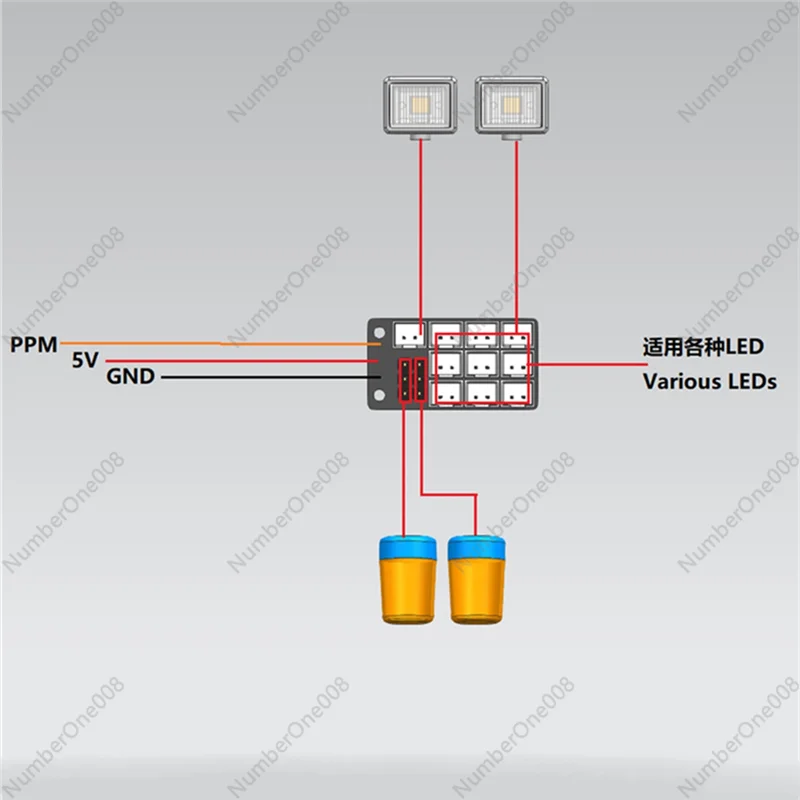 Light System Expansion Board PH2.0 Expansion Module for Tamiya MFC-03 1/14 RC Truck for Scania Actros 1/10 RC Crawler(A)