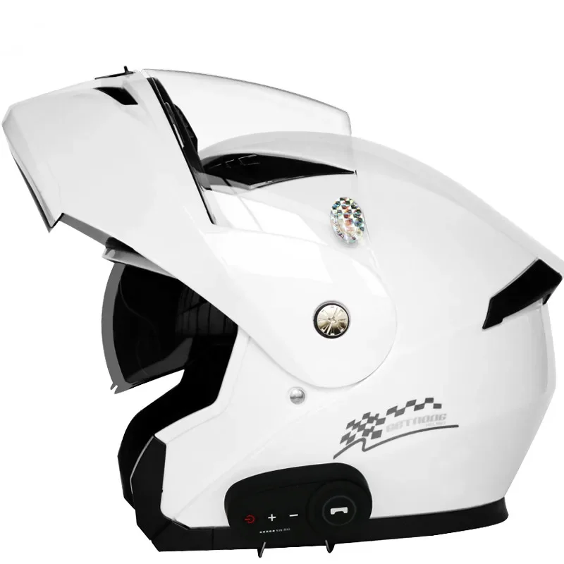 Männer Frauen Bluetooth Motorrad Helm DOT Genehmigt Flip Up Wasserdicht Längere Ausdauer Doppelte Kratzfeste Anti Nebel Visiere