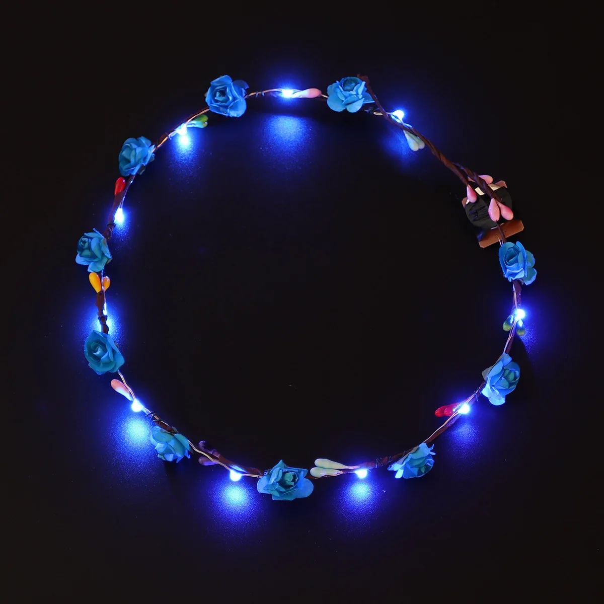 

LED Flower Wreath Headband Blue 10 Flowers 10 Lights Light Up Party Headband for Wedding Birthday Christmas Halloween
