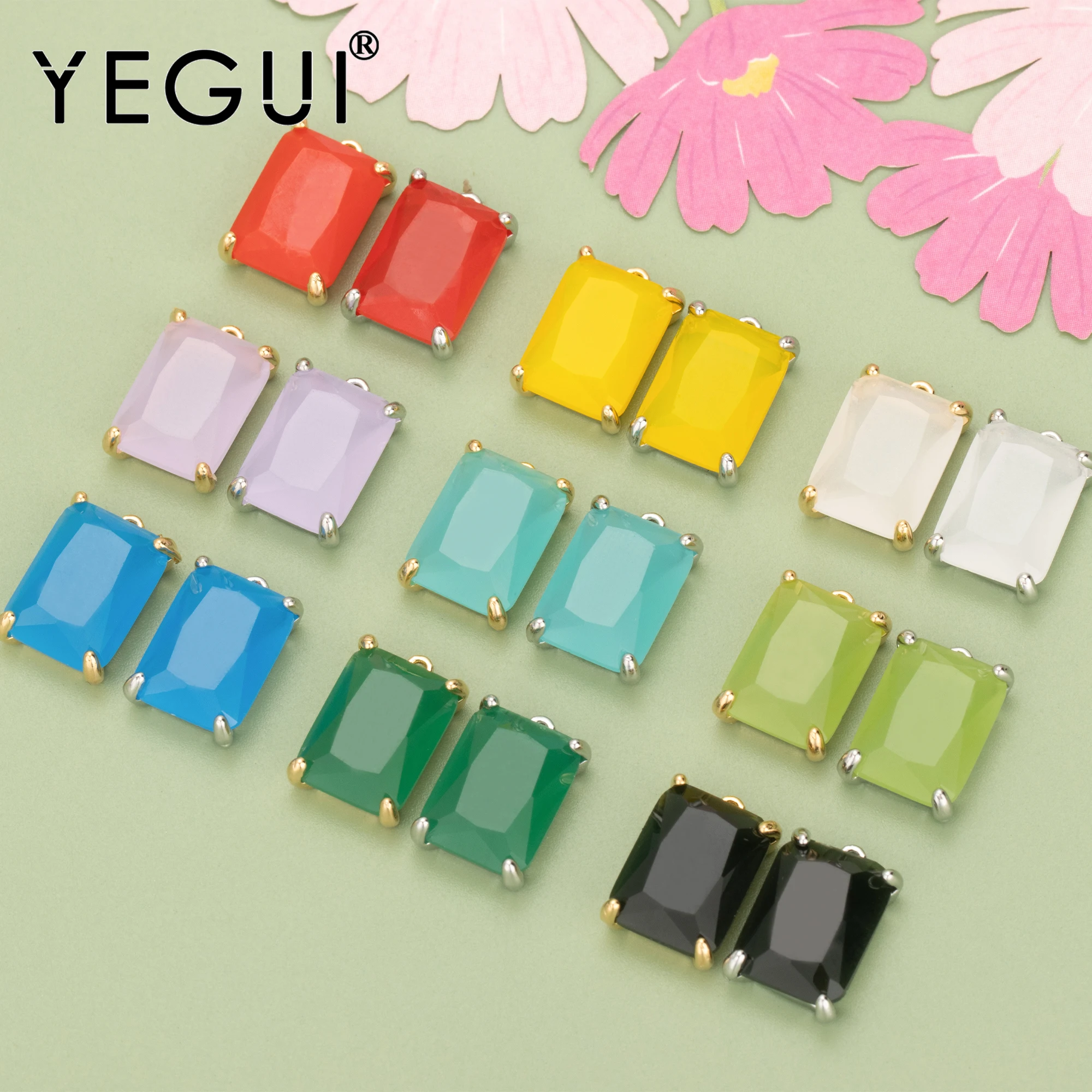 YEGUI MB29,jewelry accessories,nickel free,18k gold rhodium plated,copper,glass,hand made,jewelry making,diy pendants,6pcs/lot