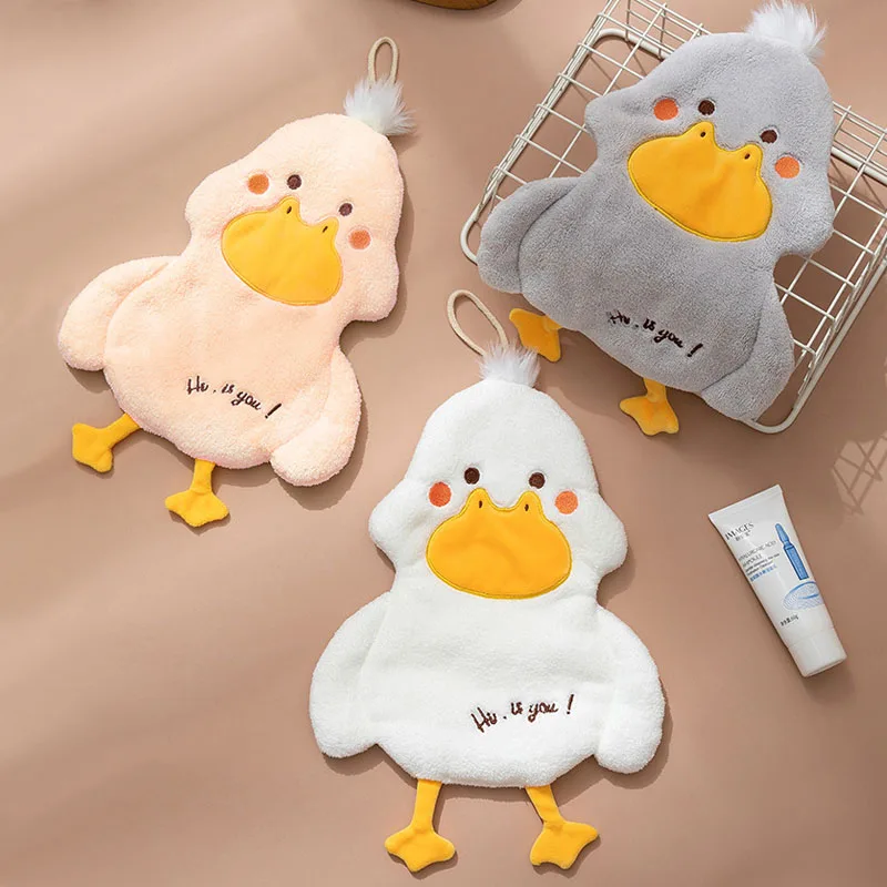 Cartoon Duck Wipe Hand Towel for Kitchen Bathroom Super Absorbent Cleaning Cloth Health Hygiene Breathable Kids Terry Towels