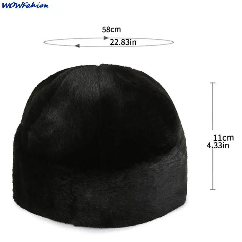 Thick Outdoor Warm Winter Hat Men Black Fur Leather Russian Male Windproof Snow Ski Cap Fleece Lined keep Warm Short Beanies Hat