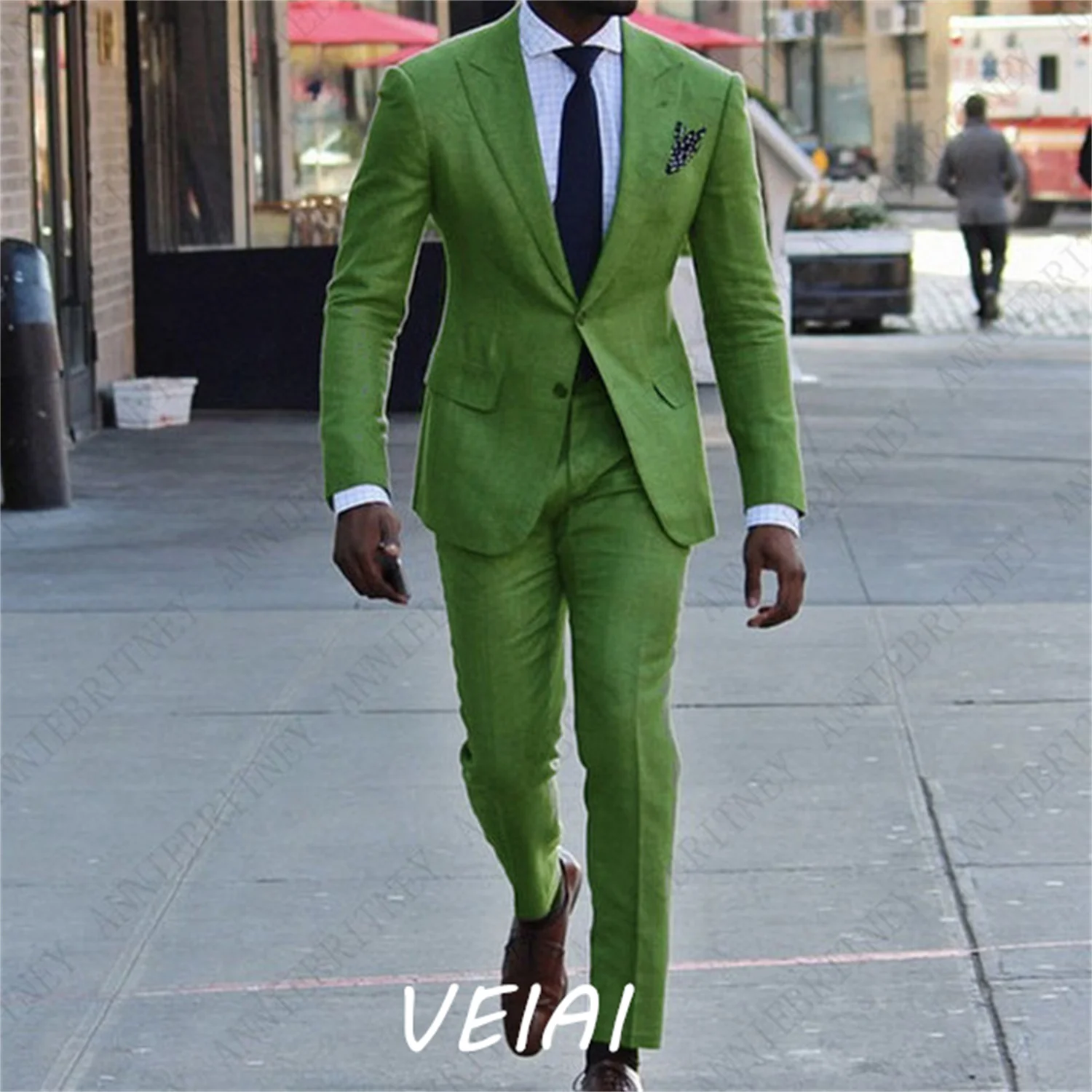 

CustomizedLatest Designs Green Men Suit Set Wedding Costume Homme Street Formal Smart Business Groom Best Men Completi A Giacca
