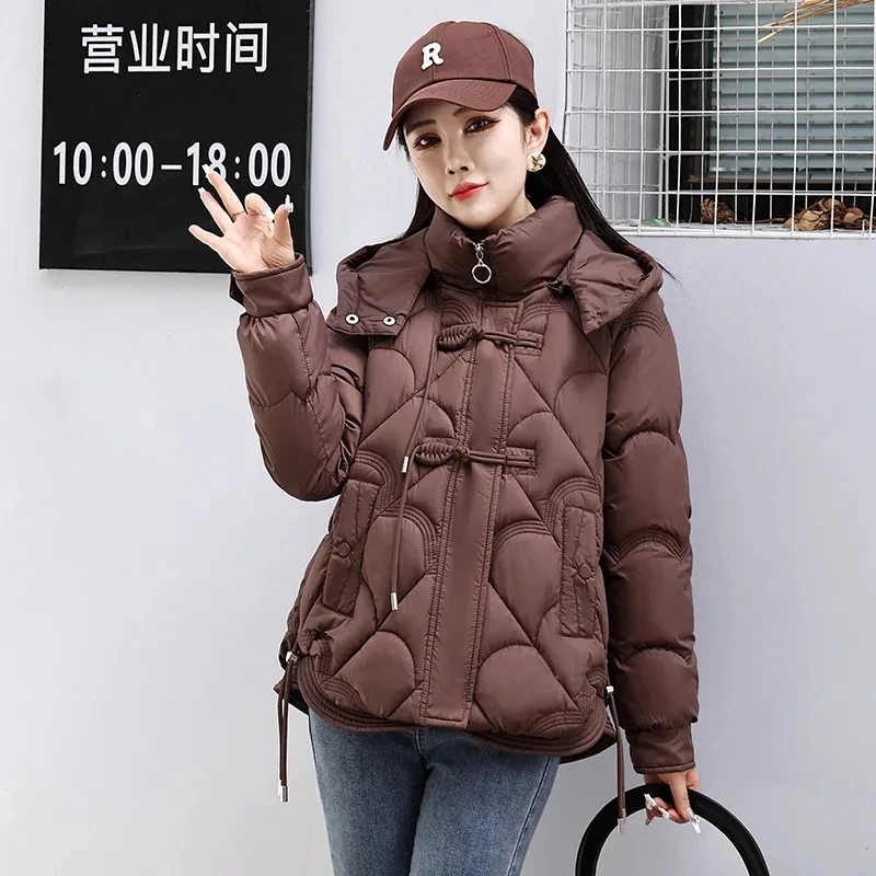 

Down Cotton Jacket Ladies Hooded Comfortable Women's Winter Parka Coat Korean Version Versatile Female Outerwear JJ412