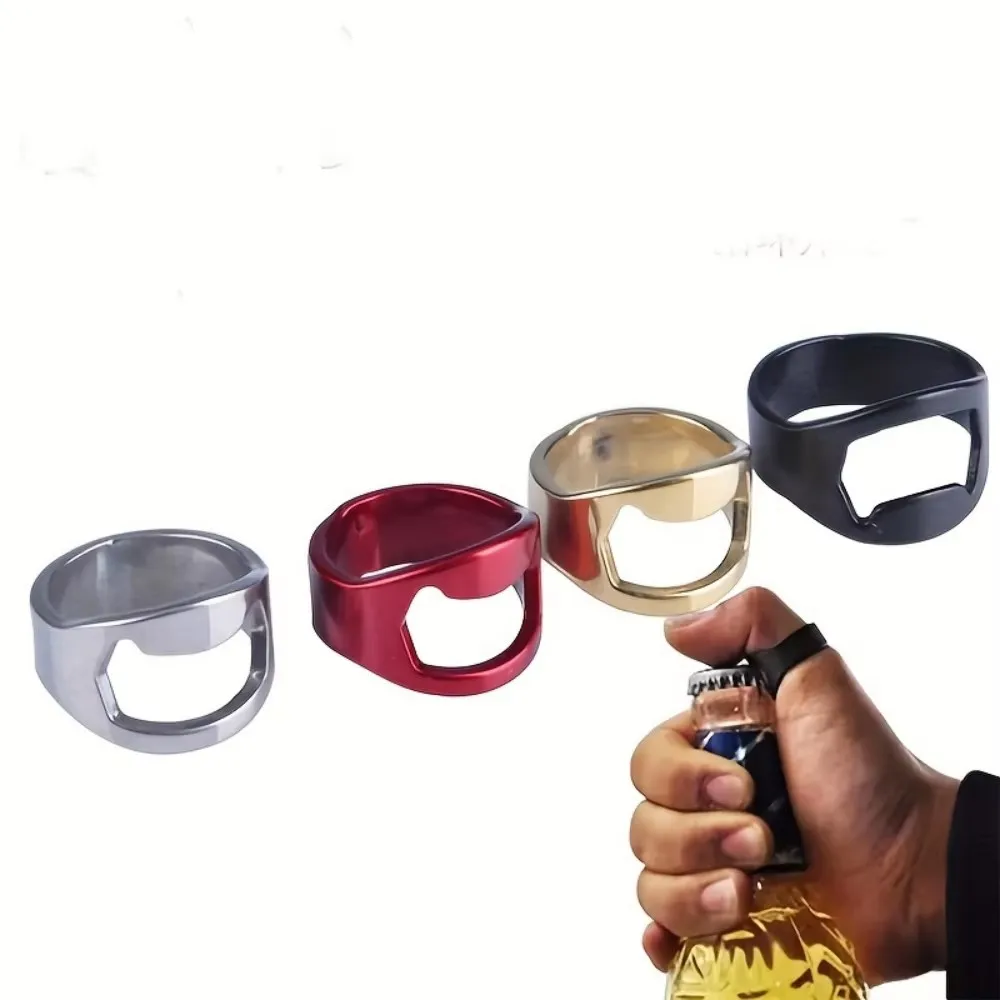 4 sturdy, compact, and practical metal creative ring-shaped bottle openers, suitable for bars and home parties, essential holiday souvenirs and small gifts
