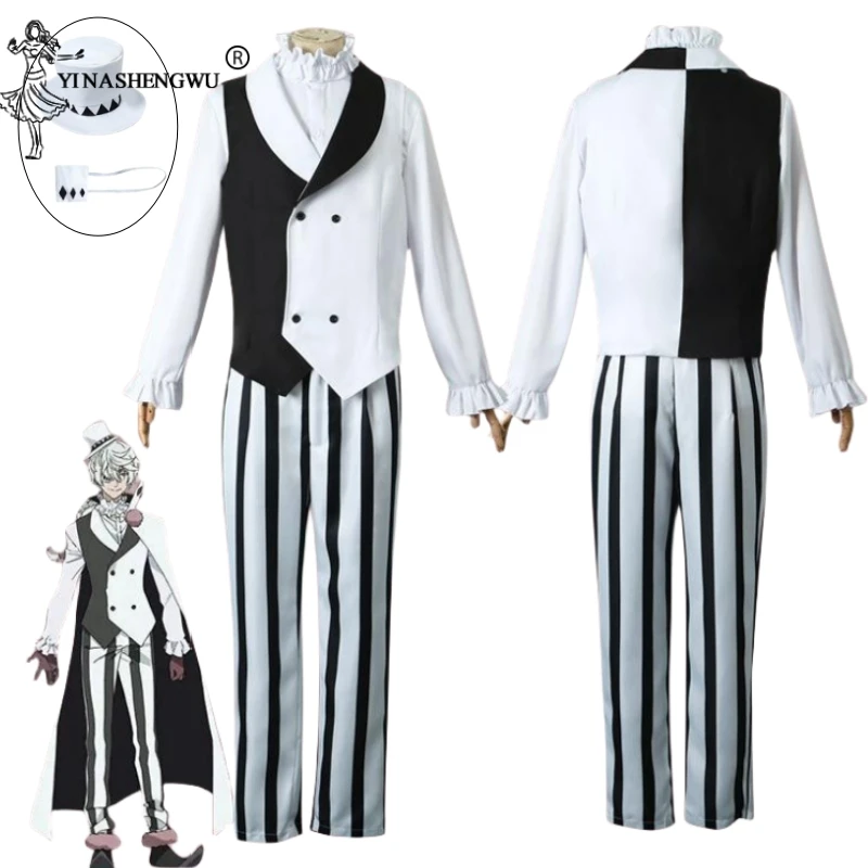 

Nikolai Gogol Cosplay Costume Anime Bungo Stray Dogs Suit Cloak White Black Uniform Halloween Cosplay Costume Christmas Clothes