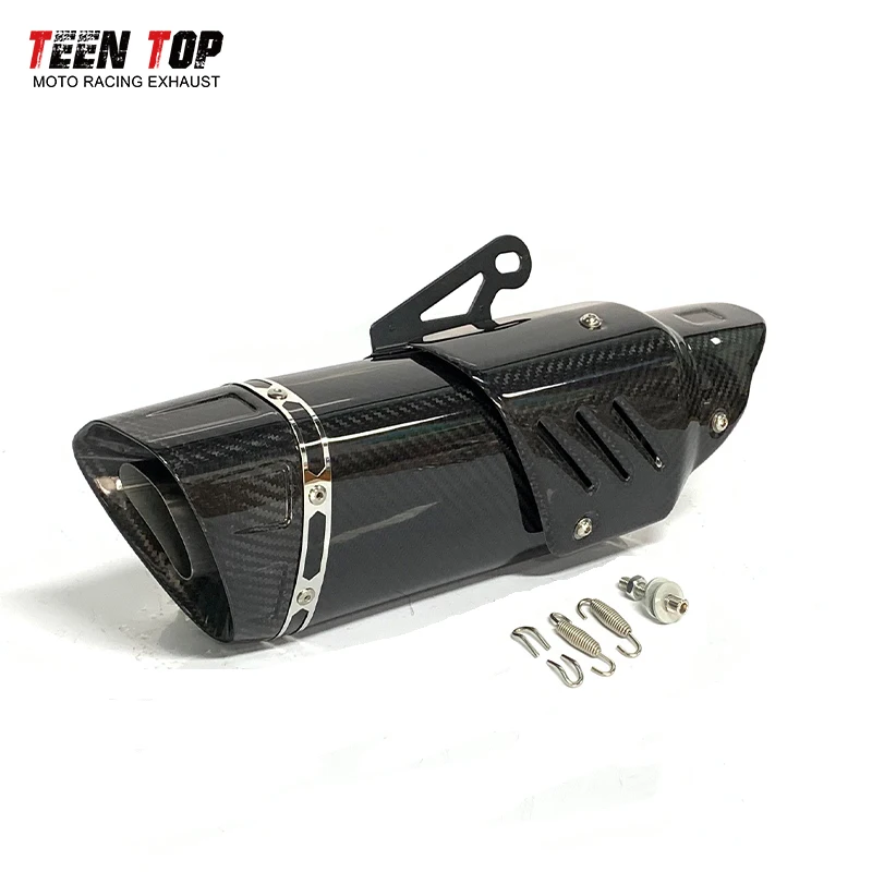 Universal Motorcycle Exhaust Muffler 51mm Modified Carbon Fiber Motobike Elbow No DB Killer Ninja400 450SR ER6N Z900 Tube