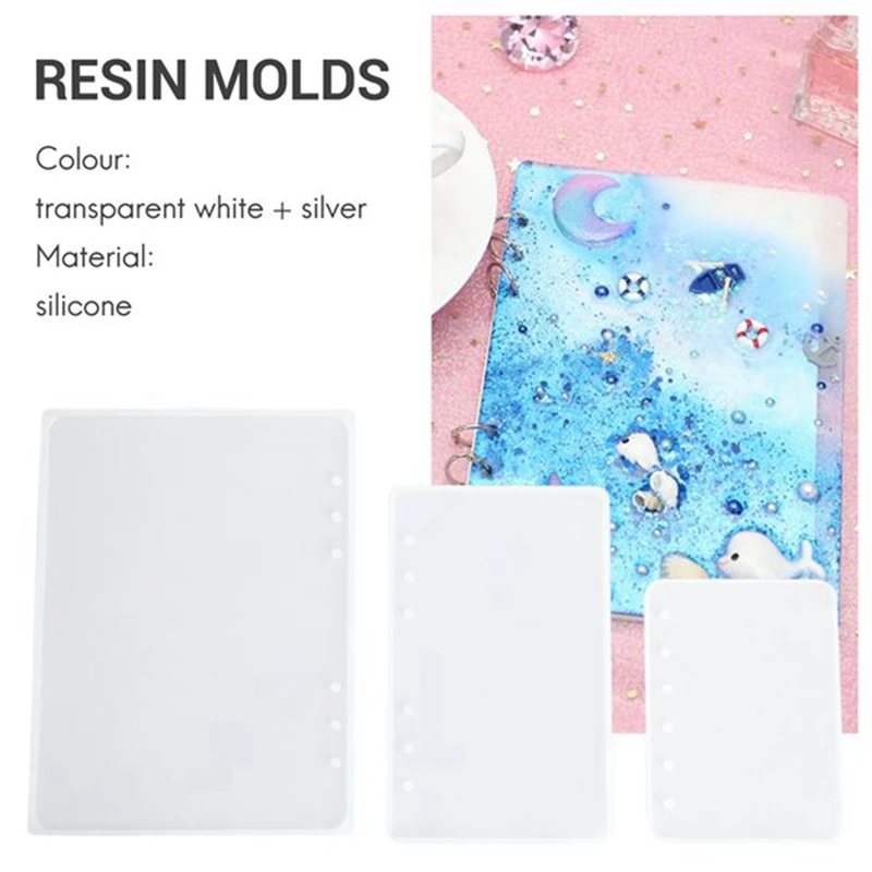 Molde de resina para cubierta de cuaderno, moldes de silicona epoxi UV DIY, libro transparente, regalo, artesanía de resina, fácil de usar, A5, A6, A7