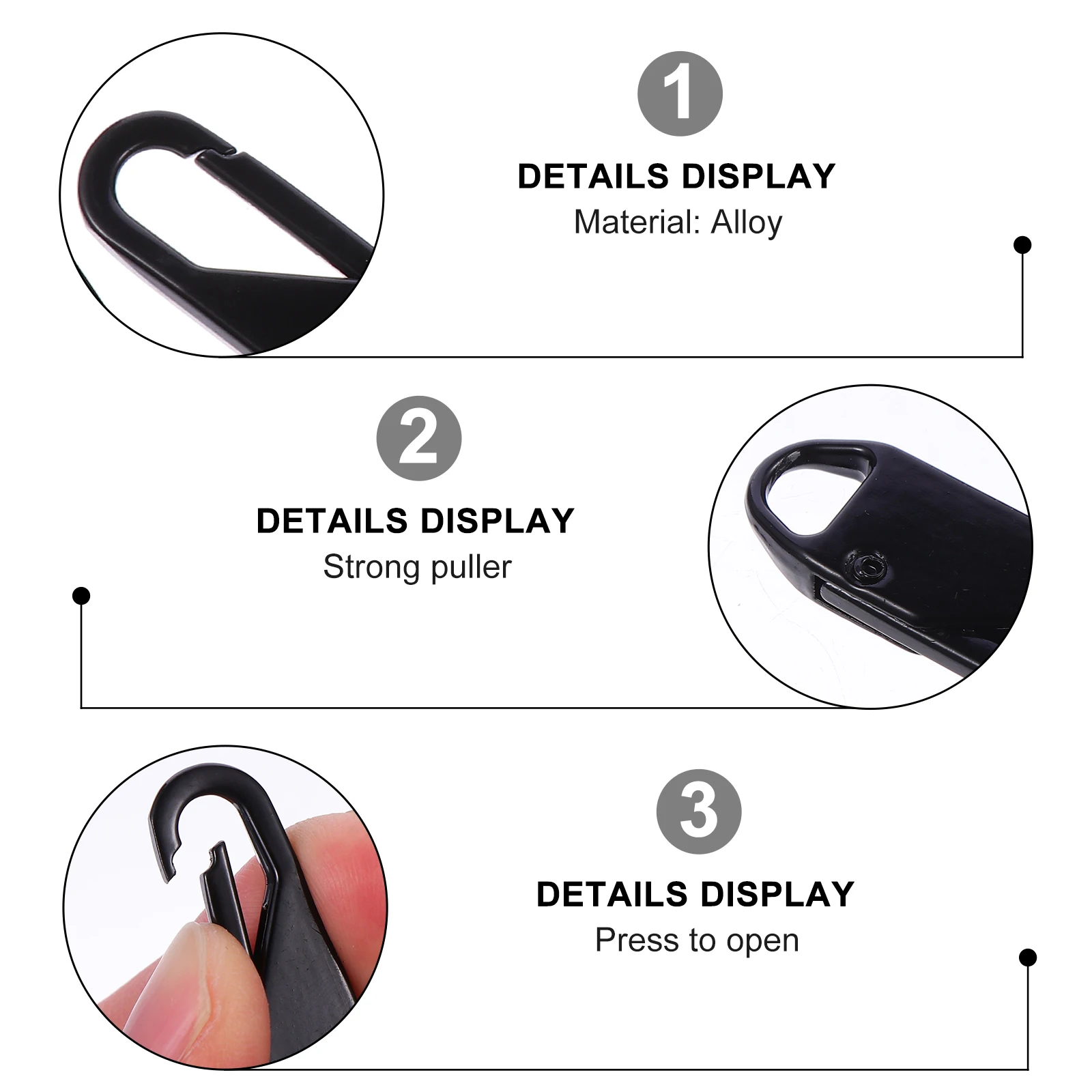 

6Pcs Zipper Pullers Easy Install No Tools Durable Alloy Backpack Suitcase Gym Bag Coat Sportswear Repair Pull Tabs