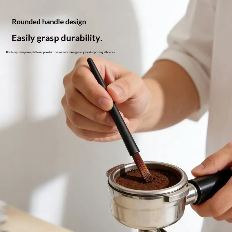 Coffee Grinder Cleaning Brush Natural Wood Handle Soft Shed-proof Bristle Coffee Tool for Home Daily Coffee Brewing