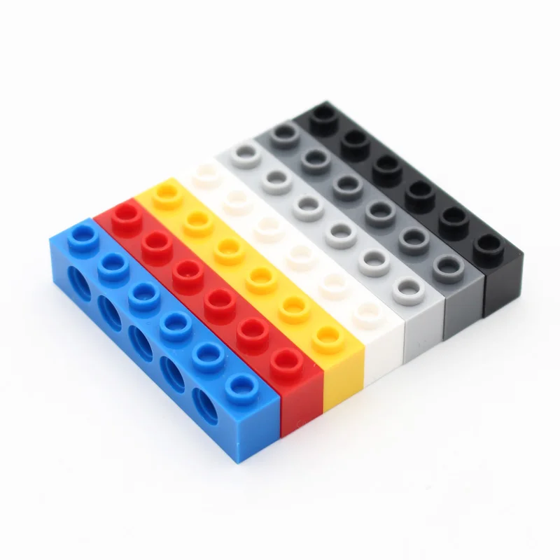 50pcs Technology 3894 Brick 1x6 with Hole Thick Bricks Model Building Blocks Compatible  Accessories Parts Mechanical Science