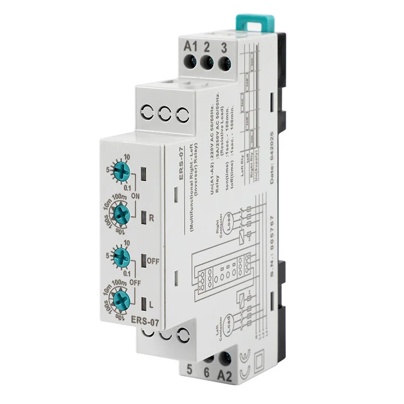 220V ERS-07 Dual Load Alternating Adjustable 1s-100m Delay Switch With LED Indicator For DIN Rail Industrial Control