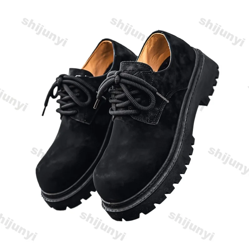 أحذية رجالية عادية 2025 جديد منخفض أعلى كبير تو خمر أحذية مكتنزة موضة الخياطة الدانتيل يصل منصة عدم الانزلاق أحذية رجالي #4