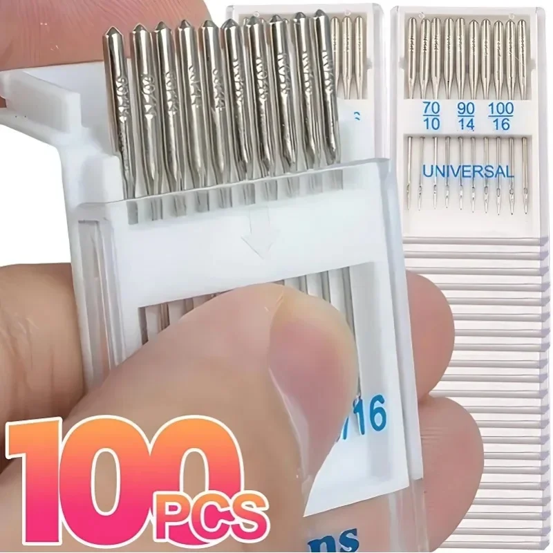 100/20 Stück Haushaltsnähmaschinennadeln, scharf, universell, reguläre Spitze für Nähmaschinen, handgemachtes DIY-Zubehör