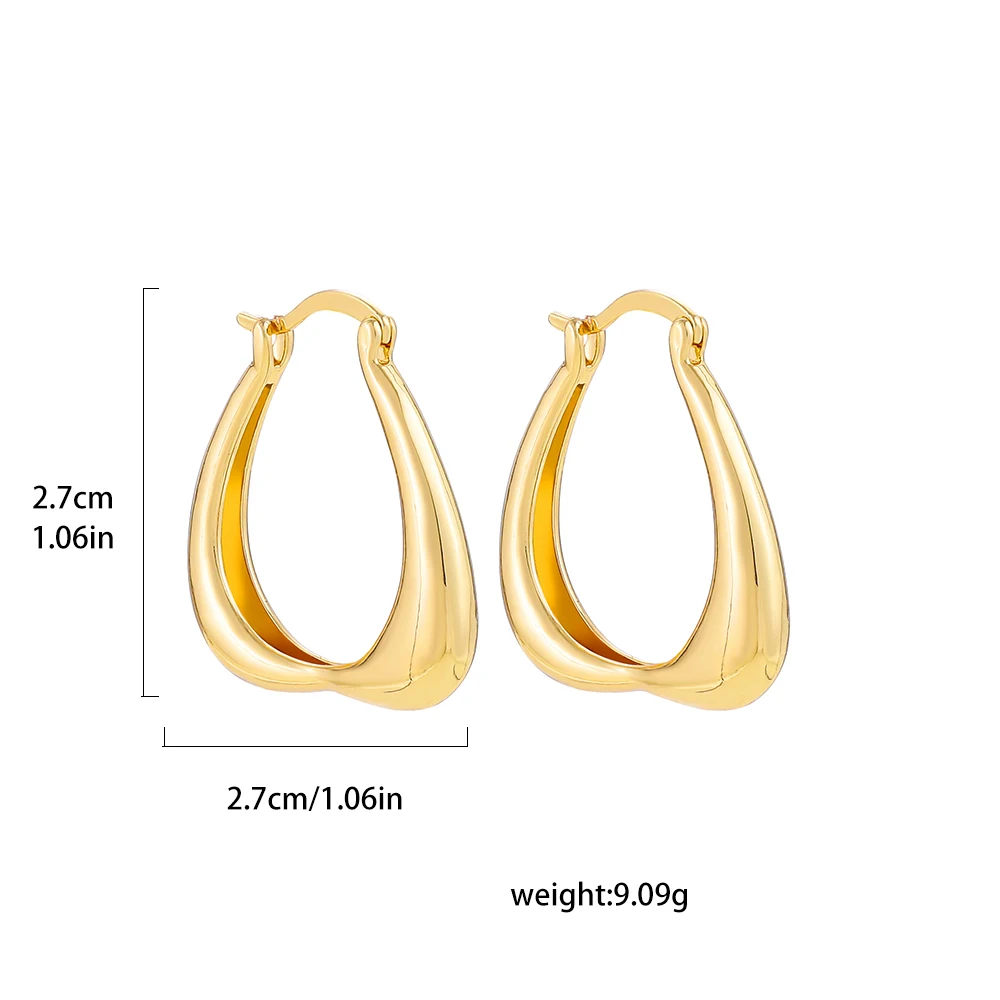 Classic Retro 18K Gold Plated Geometric Irregularity Hoop Earrings Stainless Steel Polished Huggie Ear Ringd Punk Jewelry Bijoux